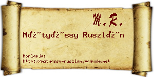 Mátyássy Ruszlán névjegykártya